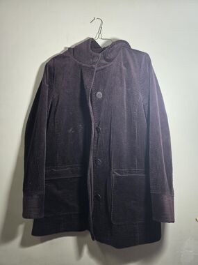 J.jill Corduroy Hooded Coat in Dark Plum